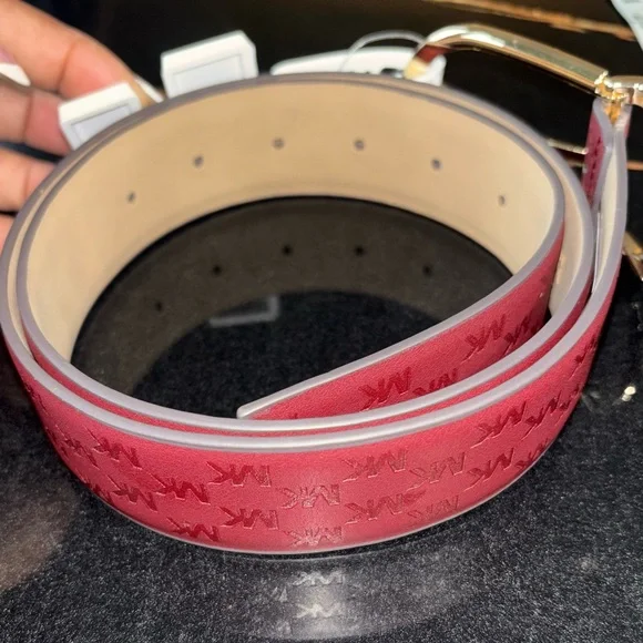 Michael Kors Burgundy Belt with Gold Hardware